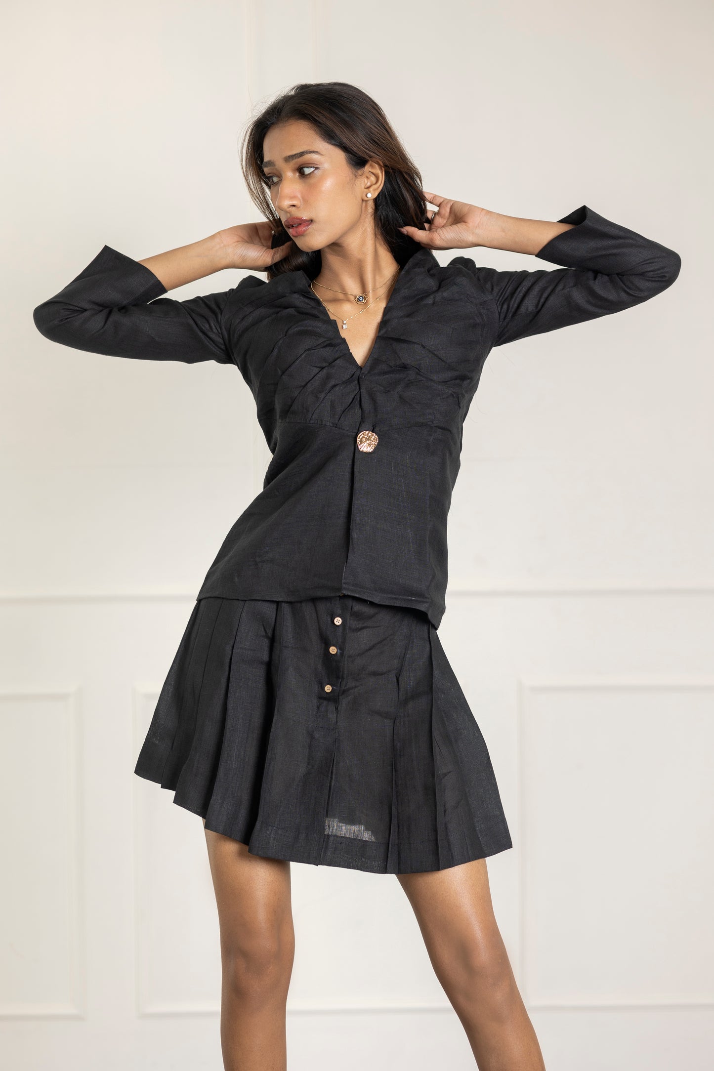 balck skirt and coat