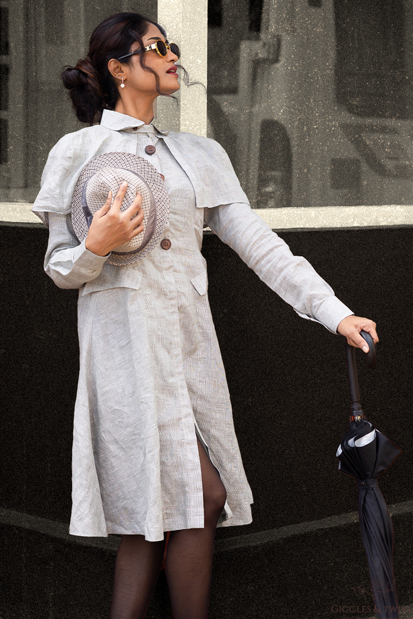 Checked dress –lady of the veranda