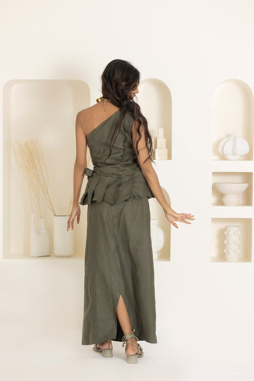 Green Peplum Top and Skirt hover