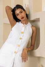 White Halter Neck Top and Straight Pant