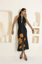 Deep V-Neck with Hand Embroidery