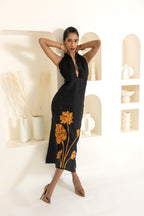 Deep V-Neck with Hand Embroidery