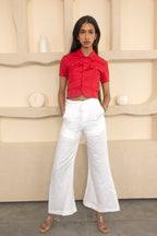 White Pant with Red Shirt