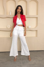 White Pant with Red Shirt