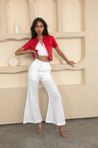 White Pant with Red Shirt
