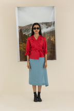 Red Top and Blue Skirt