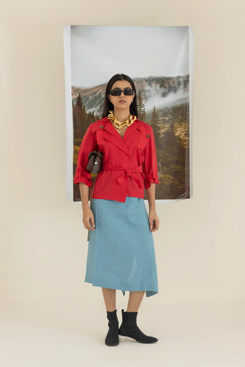 Red Top and Blue Skirt hover