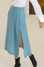 White Shirt  and Blue Skirt