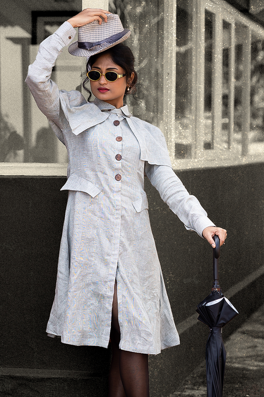 Checked dress –lady of the veranda