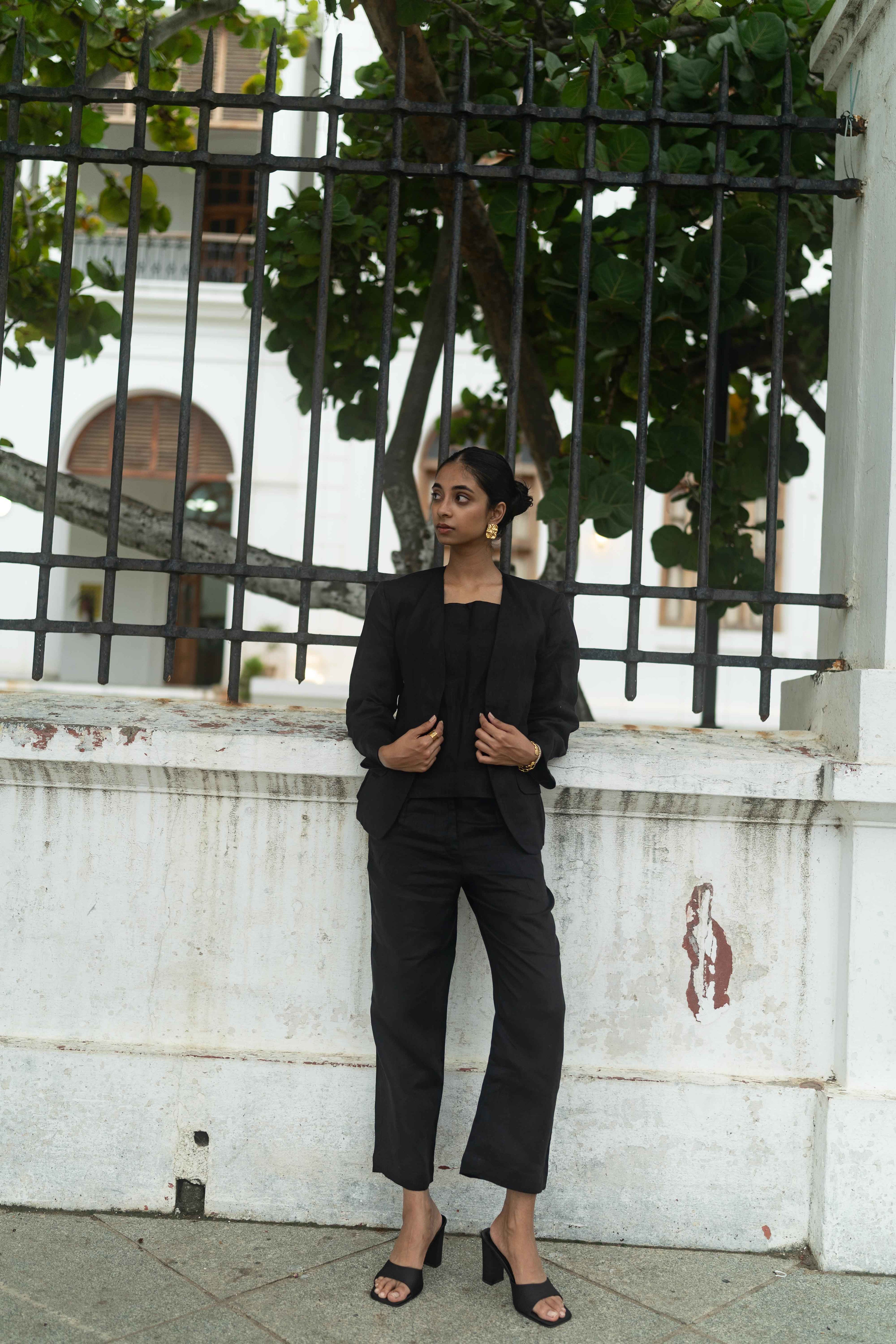 Black Jacket with Top and Pant