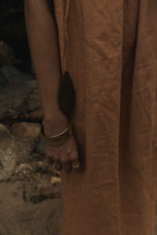 Earthy Ochre Linen Dress