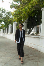 Black & White Crisp Jacket with Top and Pant