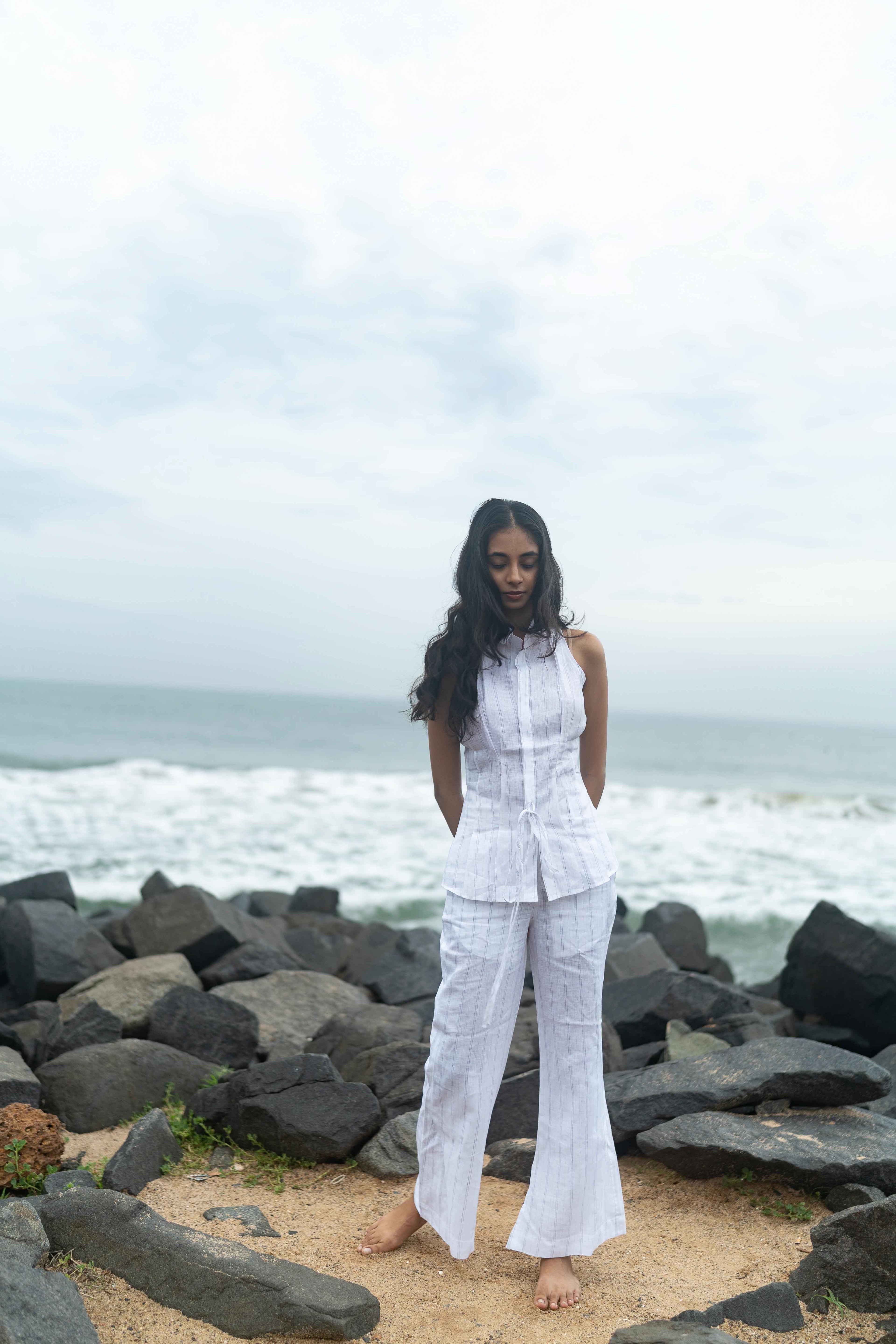 White Sleeveless Longline Set