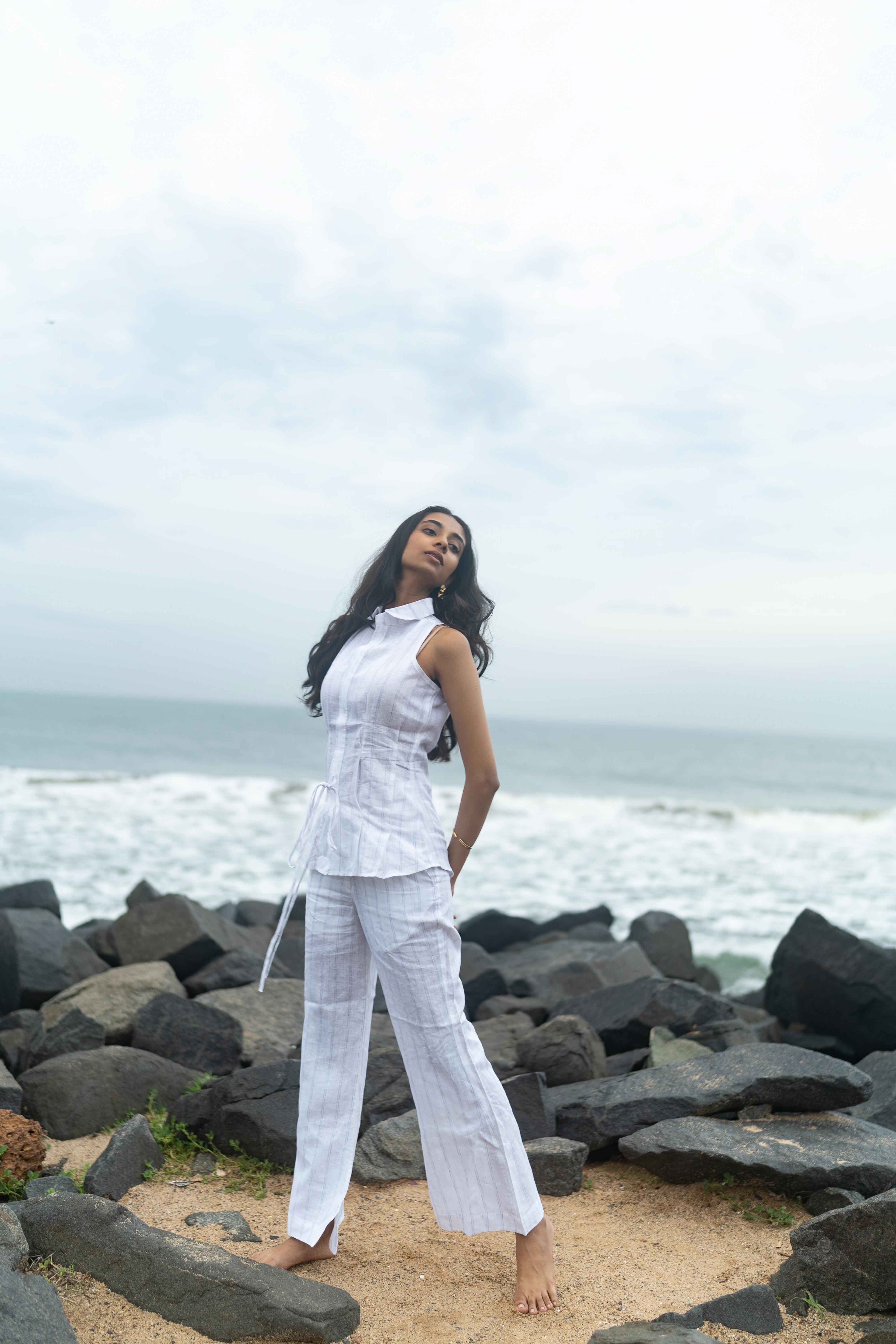 White Sleeveless Longline Set