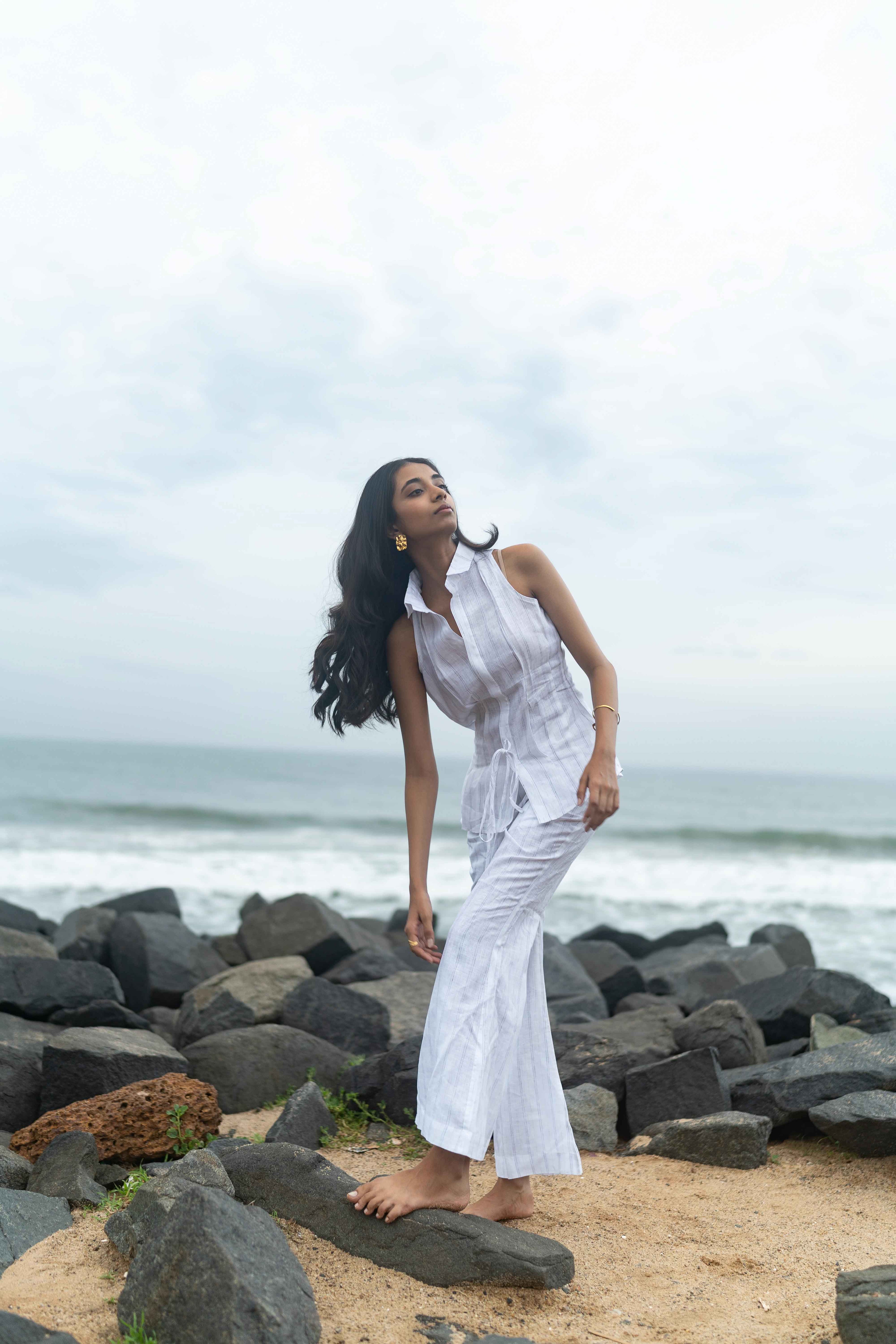 White Sleeveless Longline Set