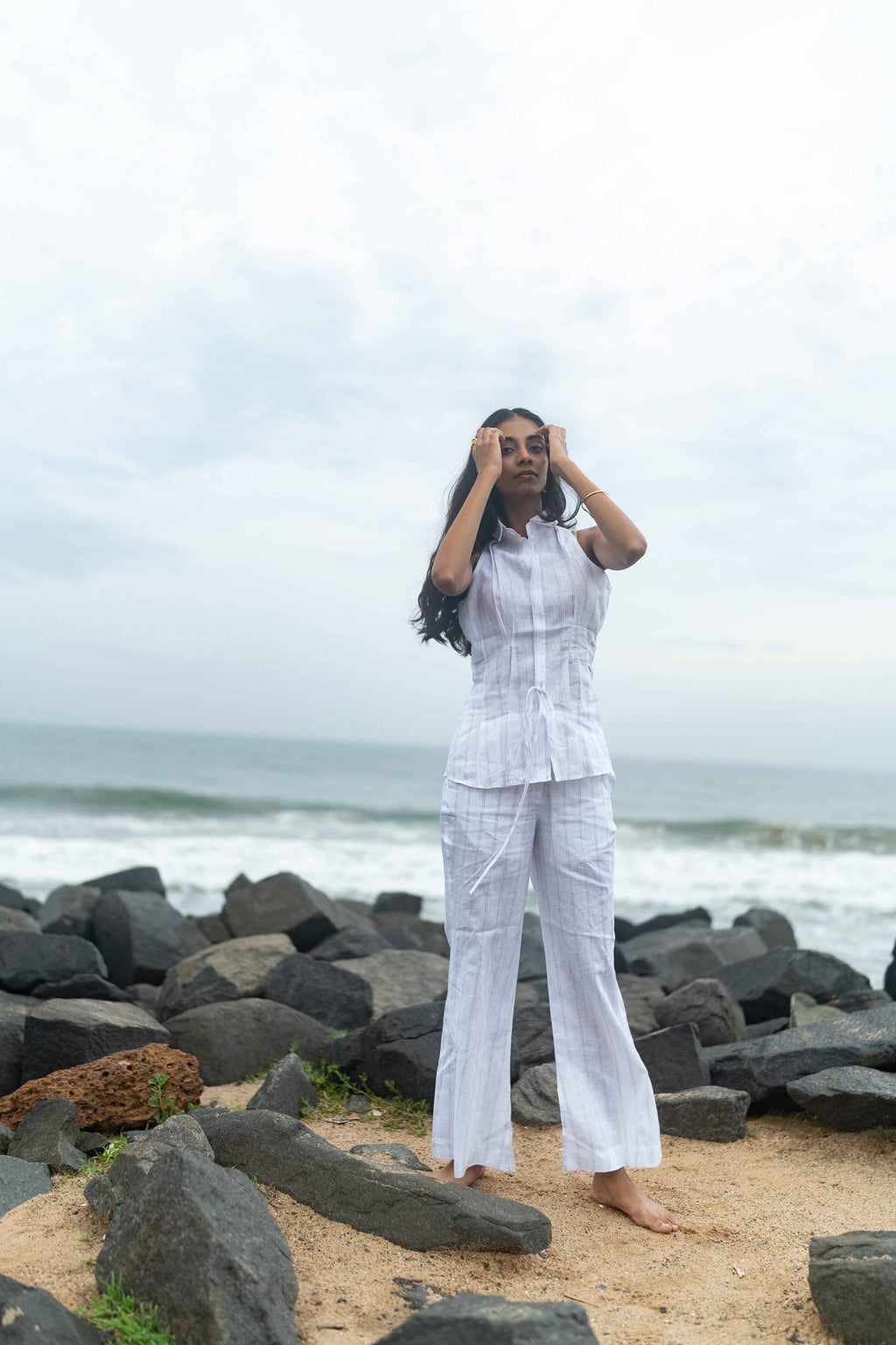White Sleeveless Longline Set