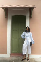 Light Blue Puff-Sleeve & White Culottes