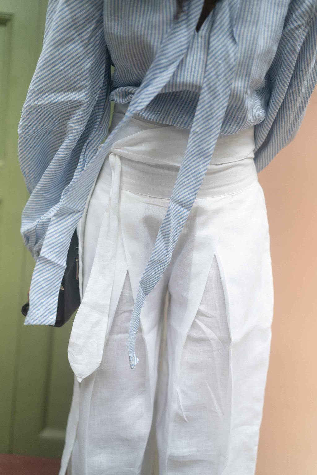 Light Blue Puff-Sleeve & White Culottes