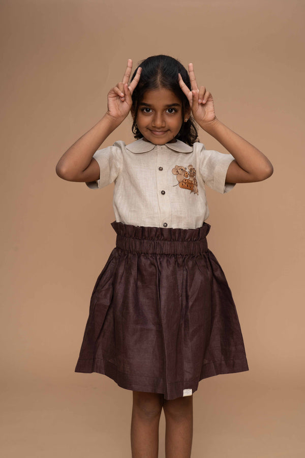 Cocoa Field Linen Skirt Set