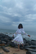 White Embroidered Top and Skirt