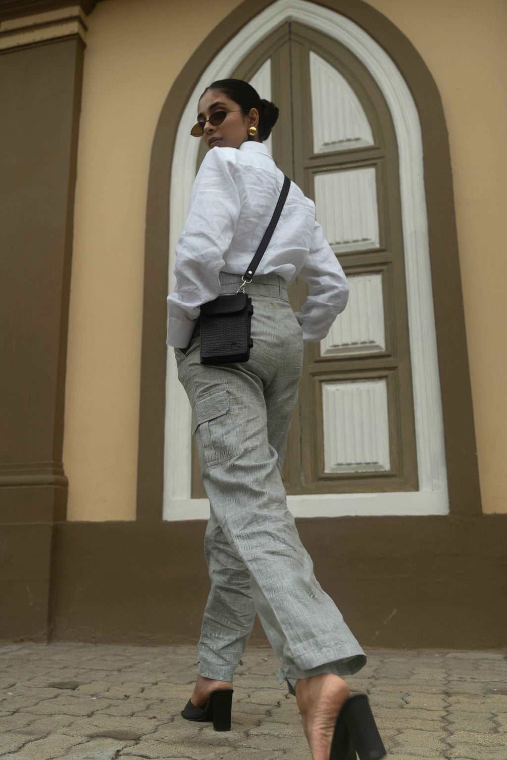 White Utility Shirt & Patterned Trousers