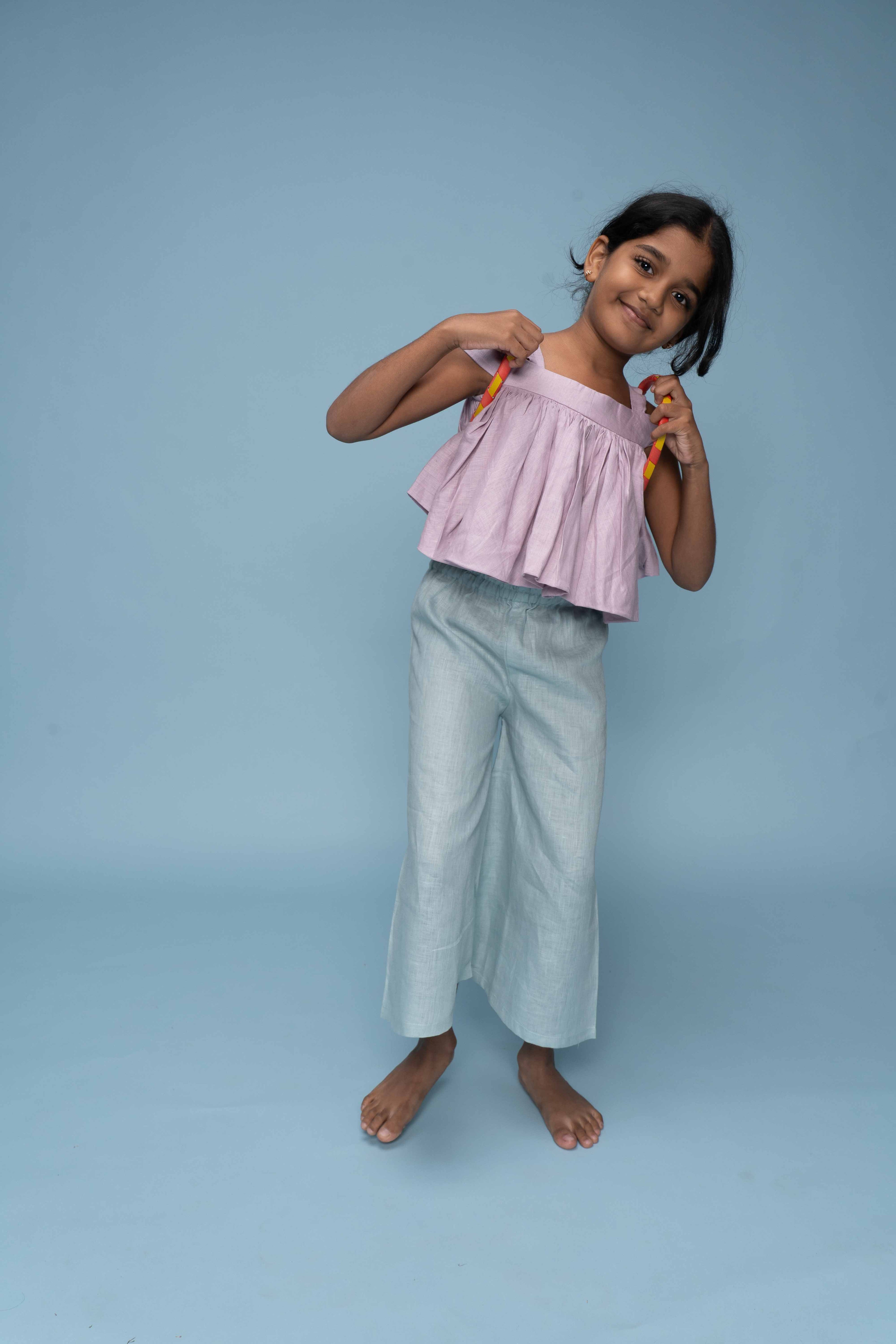 Pale Peach Linen Top Set