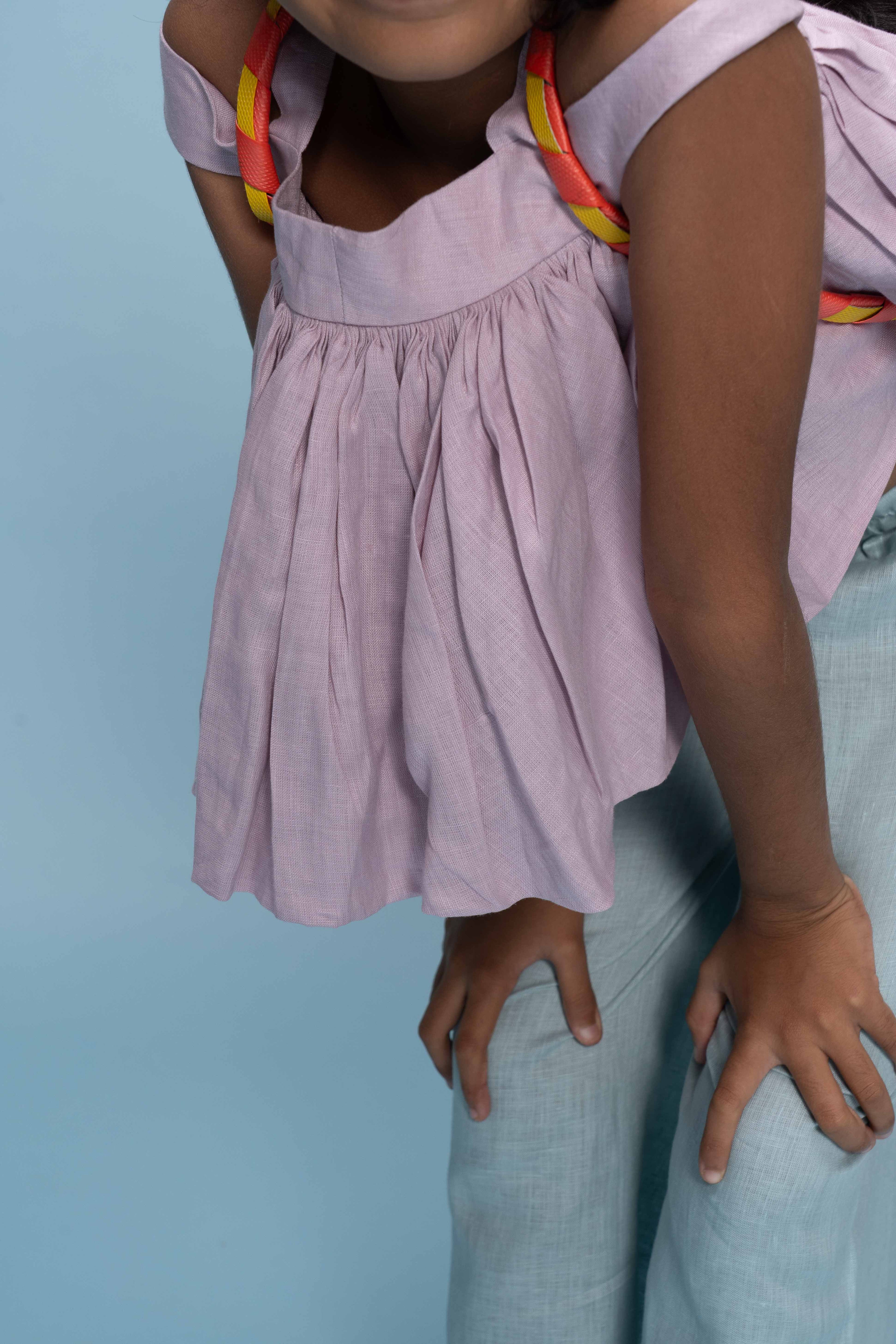 Pale Peach Linen Top Set