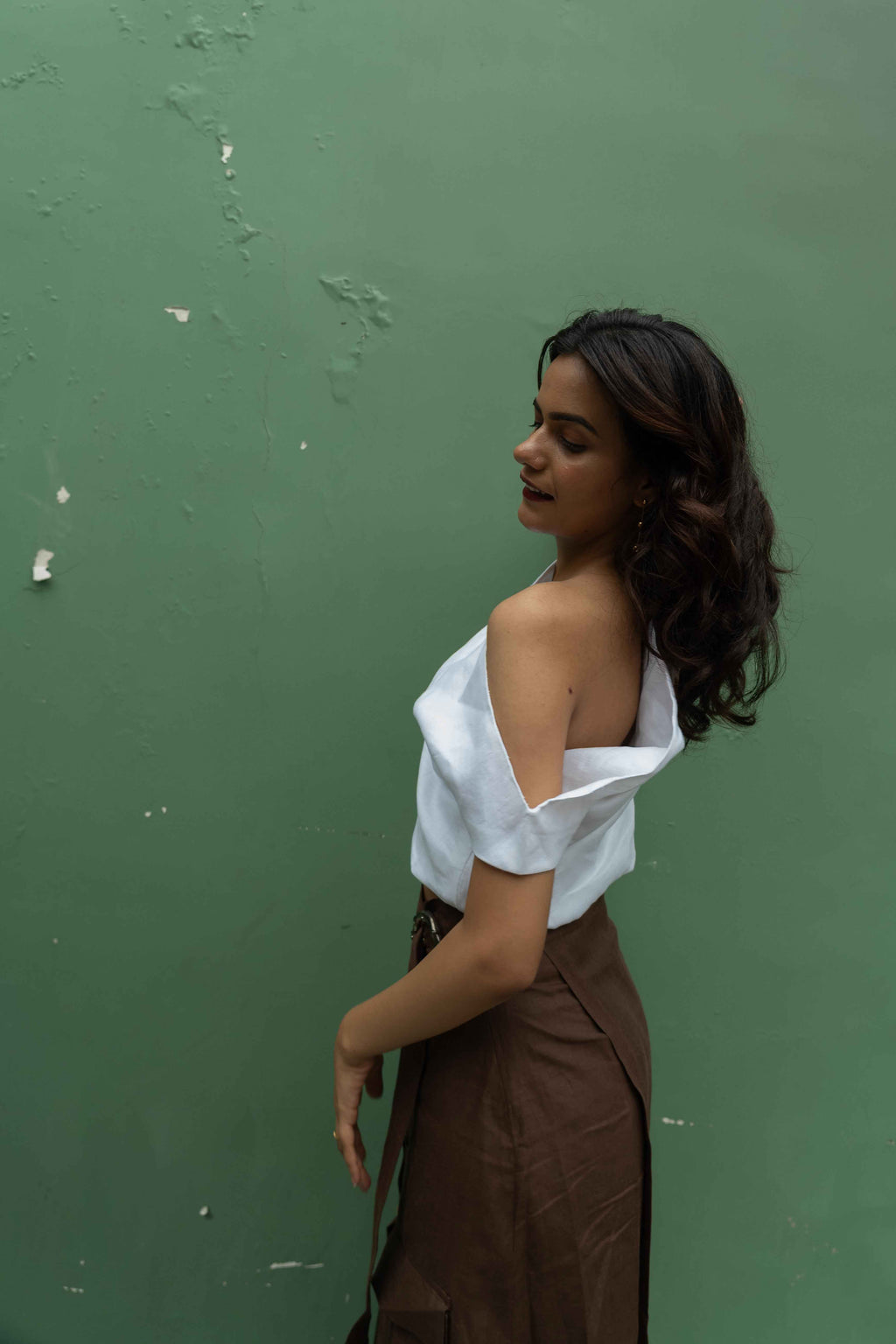 Brown Linen Skirt set