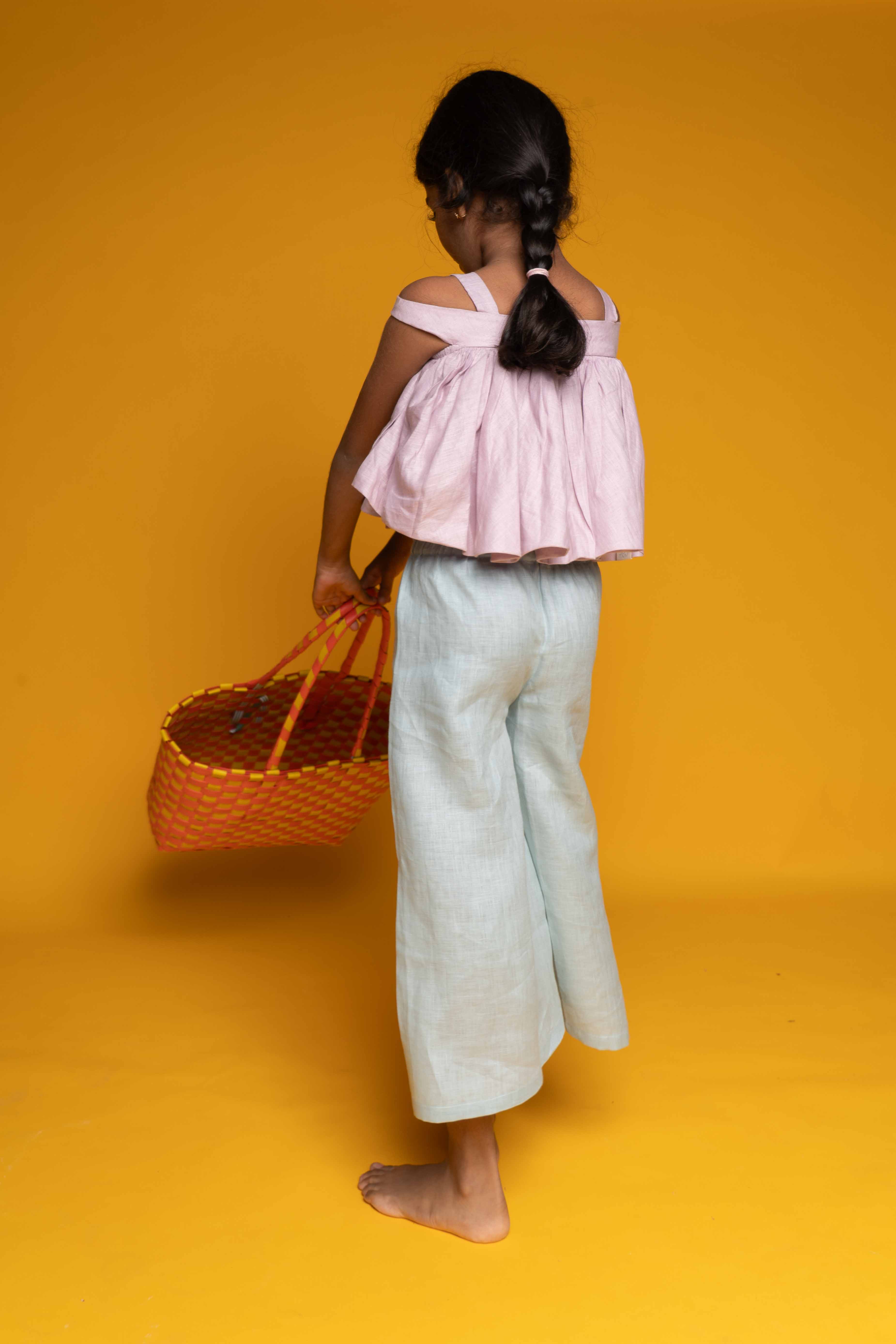 Pale Peach Linen Top Set