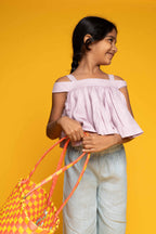 Pale Peach Linen Top Set