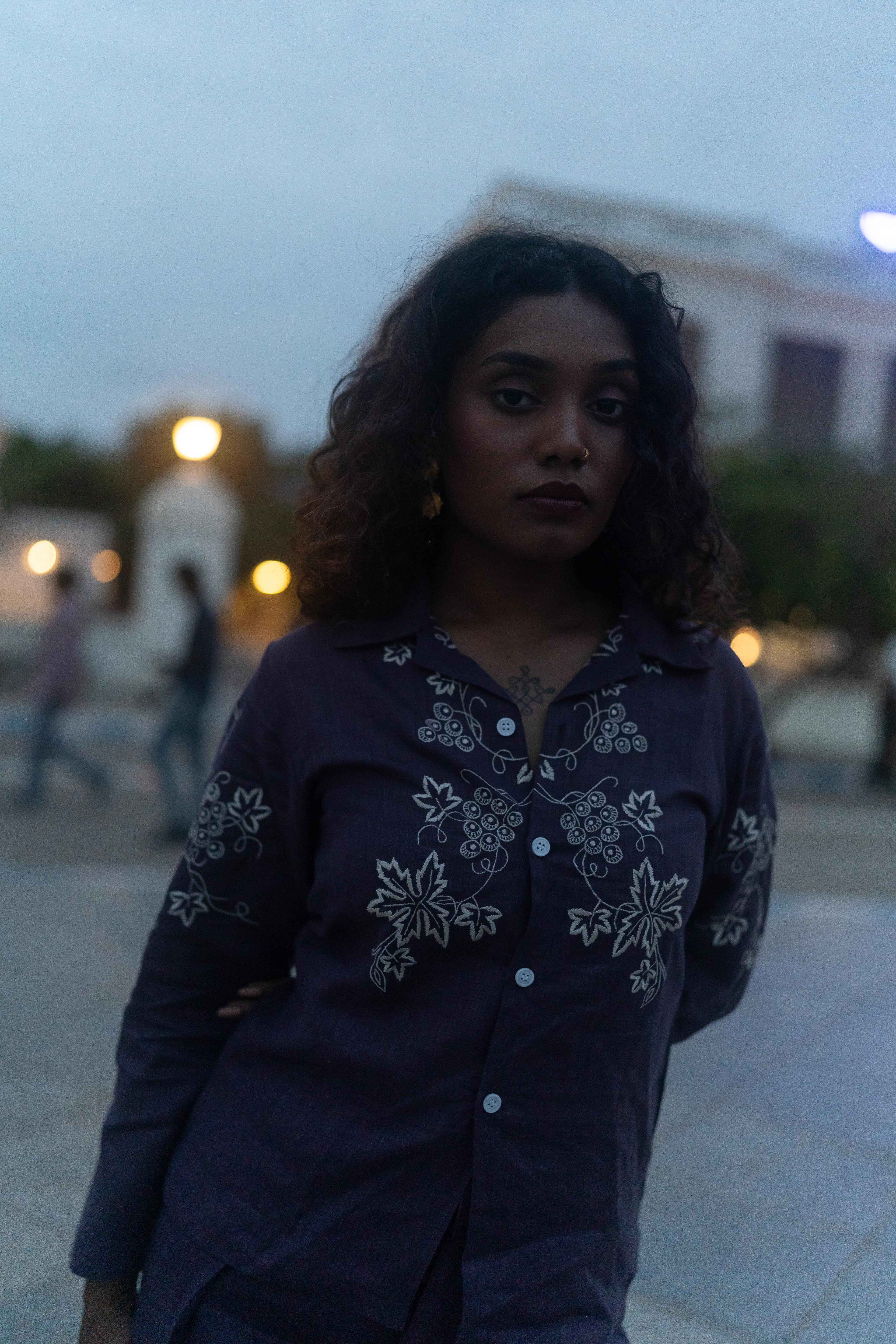 Dark Blue Embroidered Set