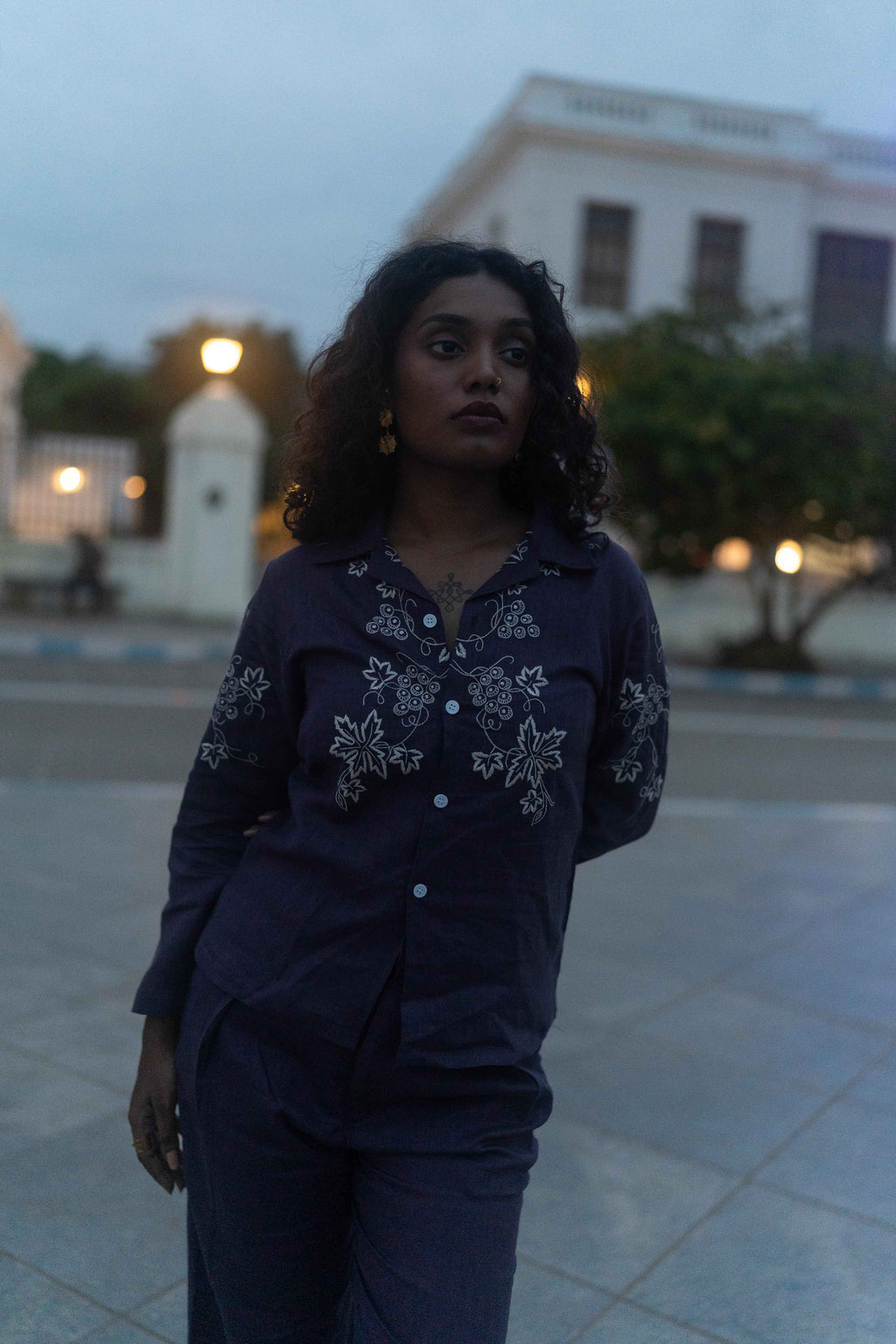 Dark Blue Embroidered Set