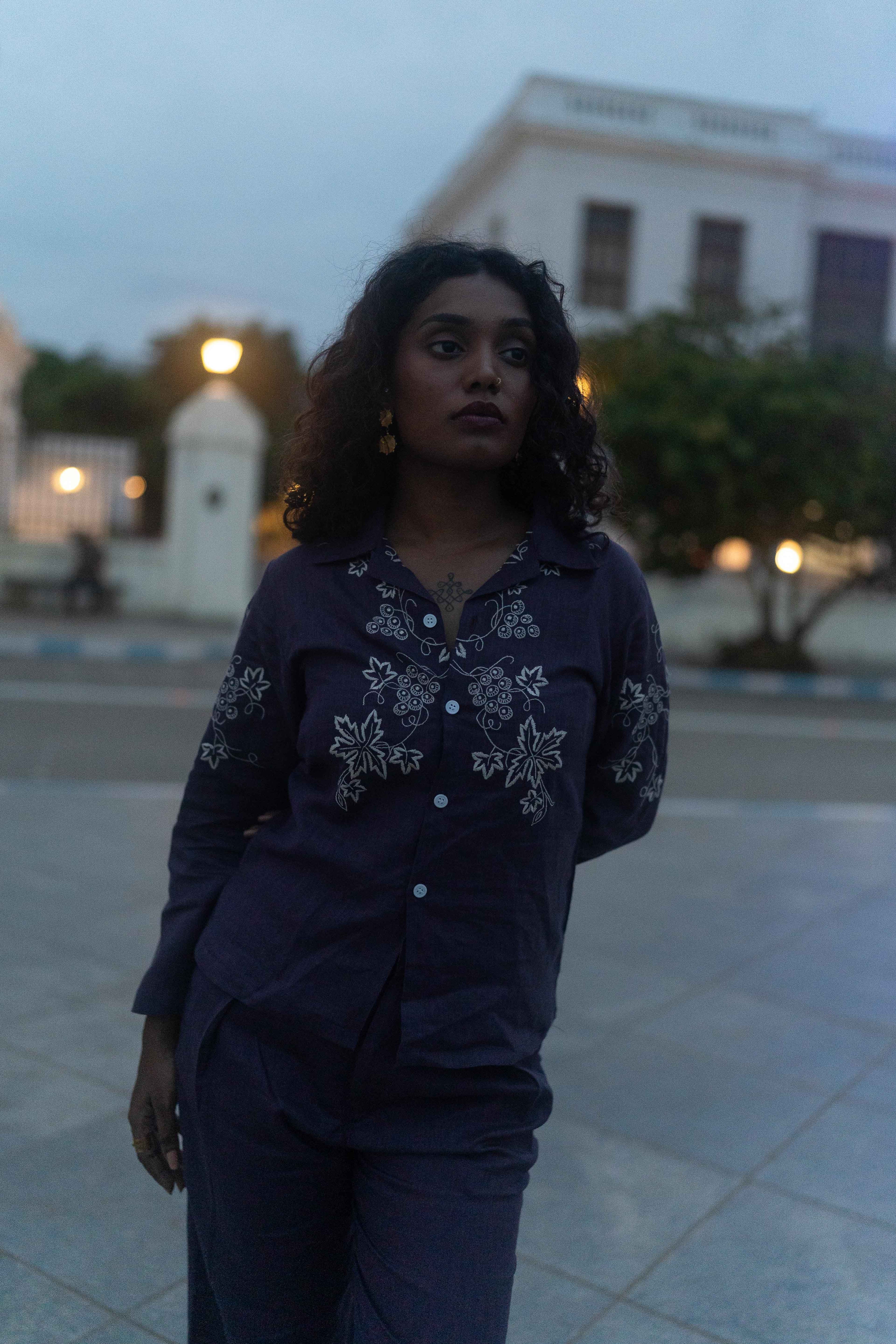 Dark Blue Embroidered Set