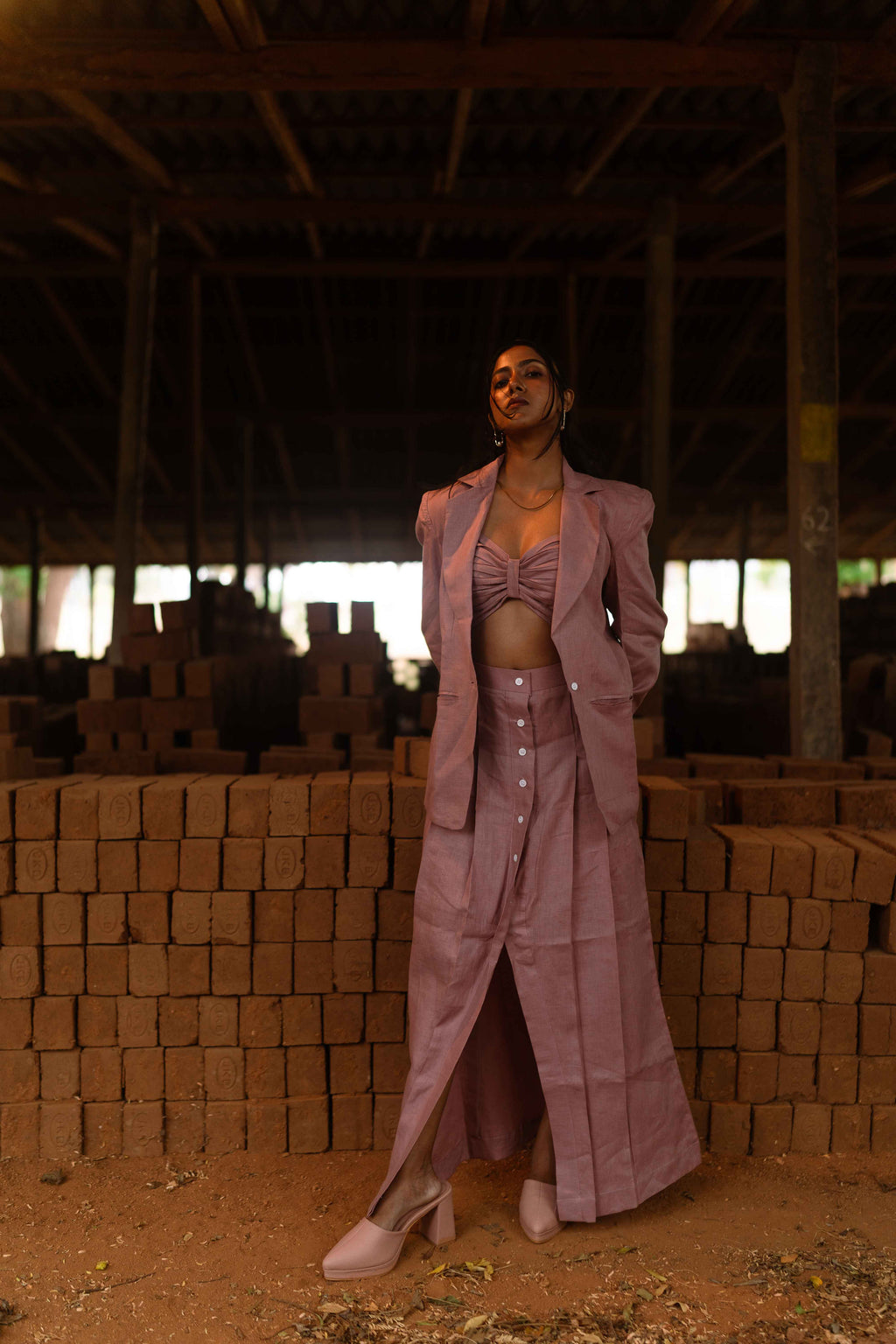 Blush pink linen