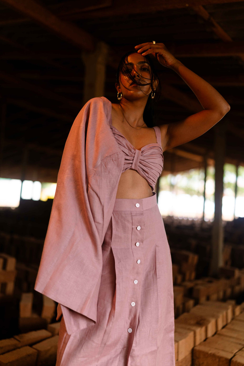 Blush pink linen