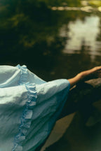 Blue Ruffled Midi Dress